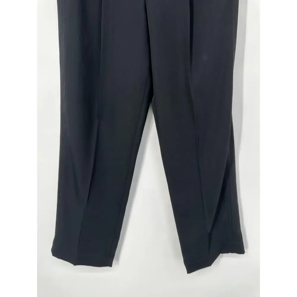 VINCE Mid-Rise Tapered Pull-On Pants Ankle Straight Wide Leg Trouser, Black - Picture 6 of 15